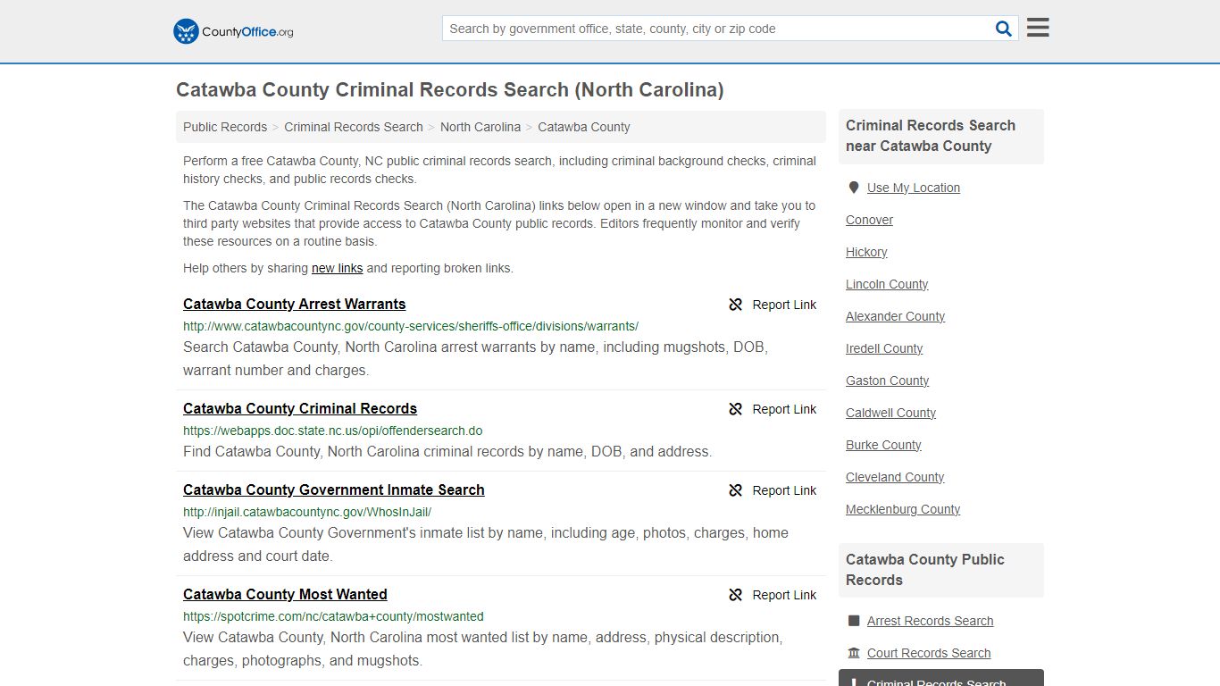 Catawba County Criminal Records Search (North Carolina) - County Office